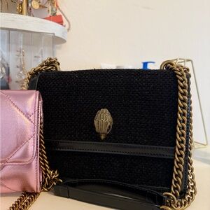 Kurt Geiger Black Crossbody Bag with Gold Hardware and Chunky Chain Strap
